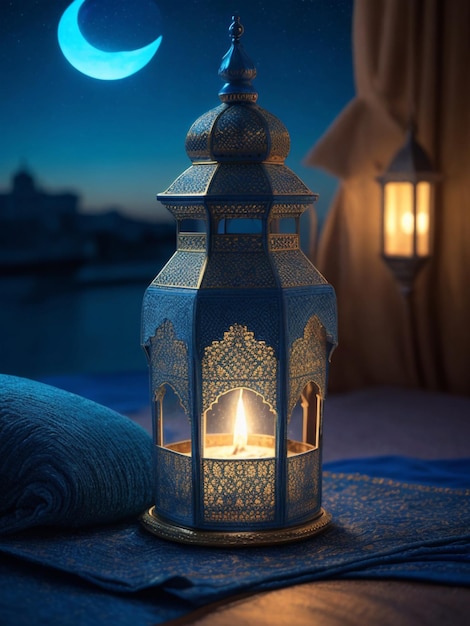 Une nuit arabe chaleureuse avec un magnifique fond effet bokeh