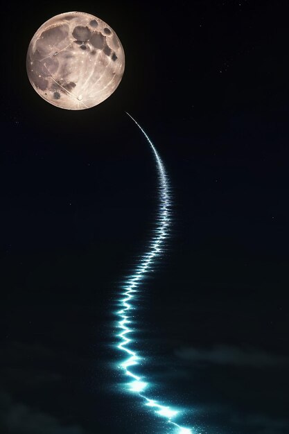 Photo nuit ciel étoilé clair de lune brillant sur l'eau de mer pensées solitaires fond d'écran bannière