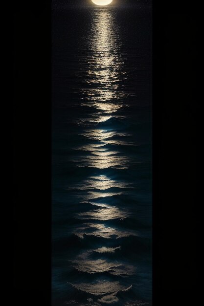 Nuit ciel étoilé clair de lune brillant sur l'eau de mer pensées solitaires fond d'écran bannière