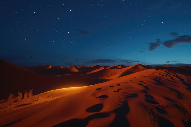 Photo la nuit dans les dunes de sable du désert