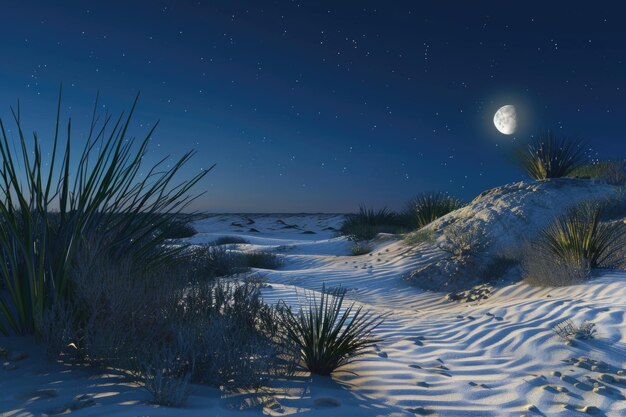 Photo la nuit dans les dunes de sable du désert