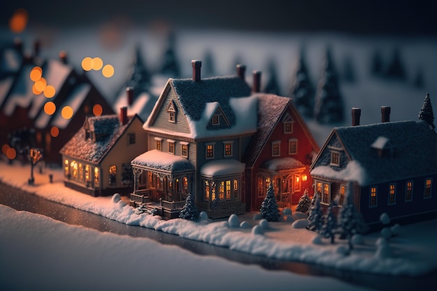 Nuit dans un village de Noël