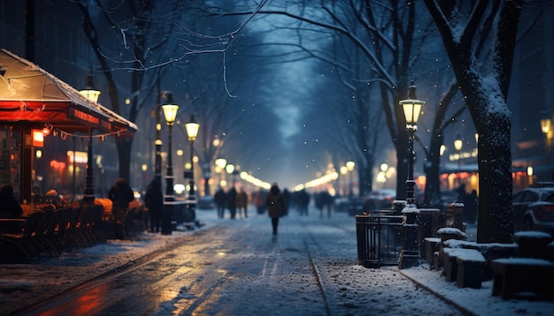 Une nuit enneigée en ville