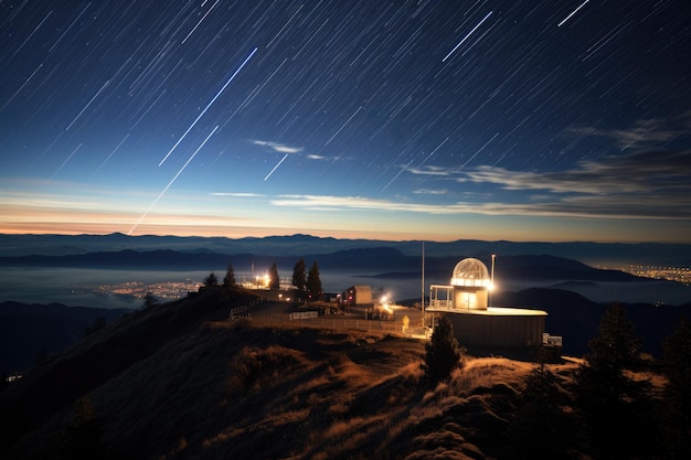 Nuit étoilée à l'observatoire de montagne éloigné