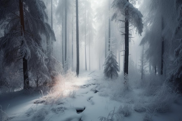 Nuit de la forêt d'hiver Générer Ai