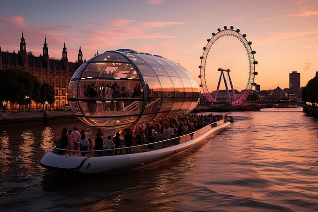 Nuit magique à Londres London Eye sous les lumières génératives IA