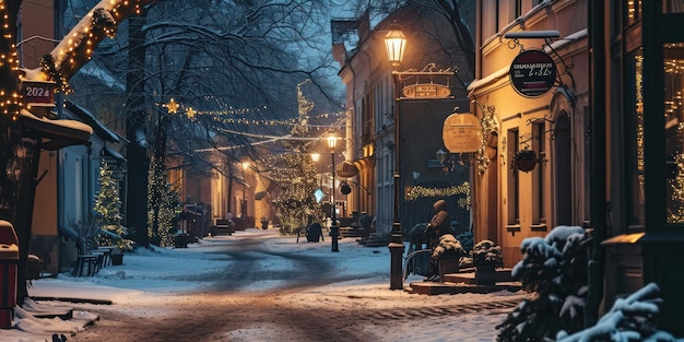 La nuit de Noël dans la ville enneigée Une fête dans le vieux Québec