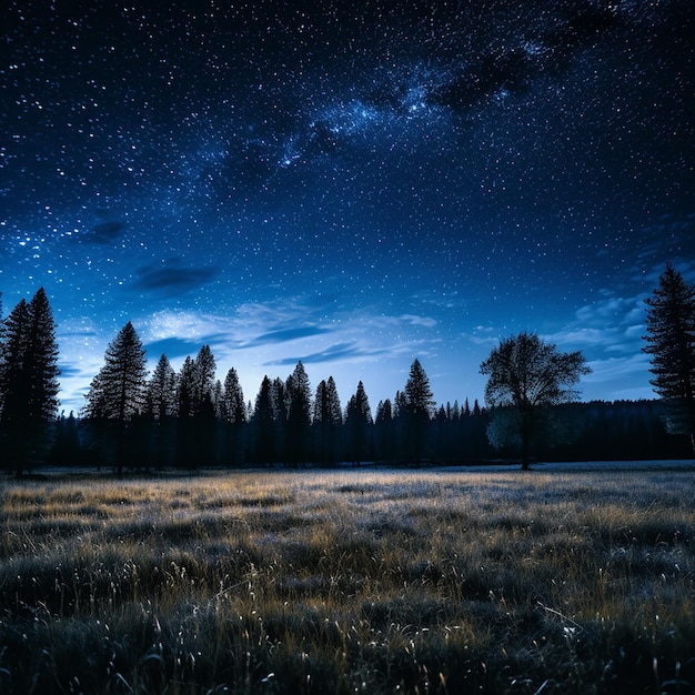 Nuit noire bleue avec des étoiles dans le ciel