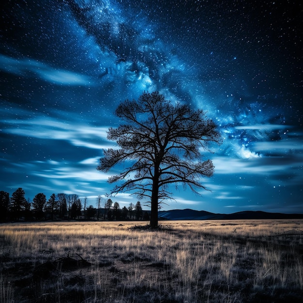 Nuit noire bleue avec des étoiles dans le ciel