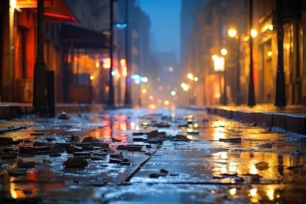 Photo une nuit de pluie en ville