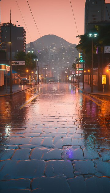 Une nuit pluvieuse dans la ville
