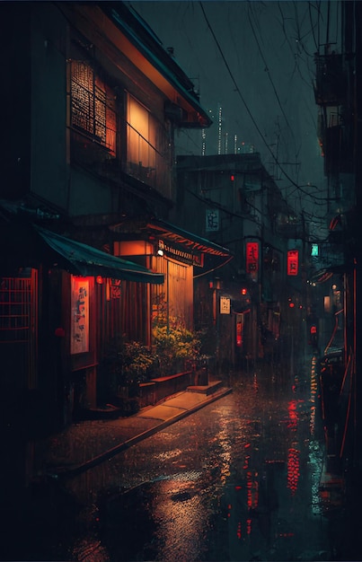 Une nuit pluvieuse à Tokyo.