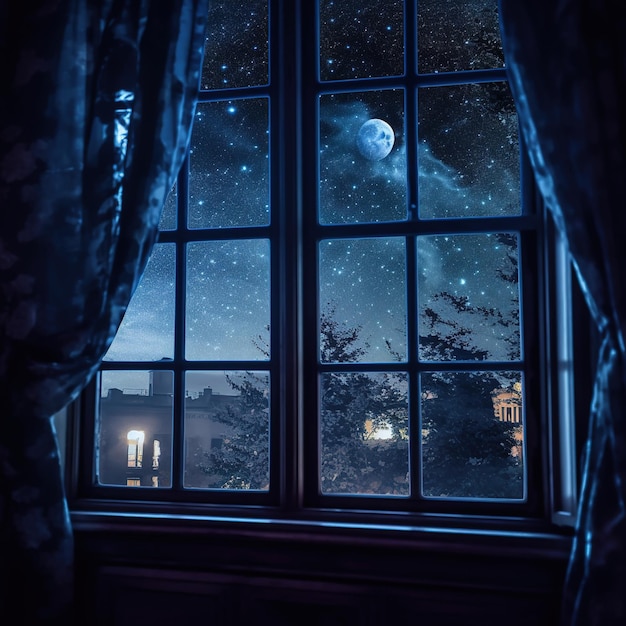 nuit de rêve à travers la fenêtre