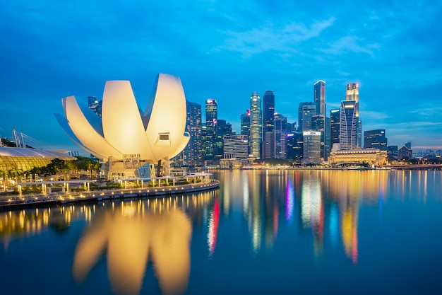 Nuit des toits de la ville de Singapour avec vue sur Marina Bay