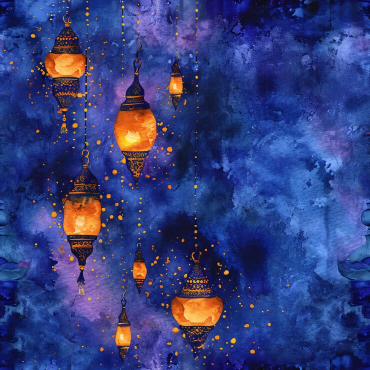 Photo les nuits arabes aquarelle numérique mosquée sur la nuit papier peint art numérique arrière-plan arabe