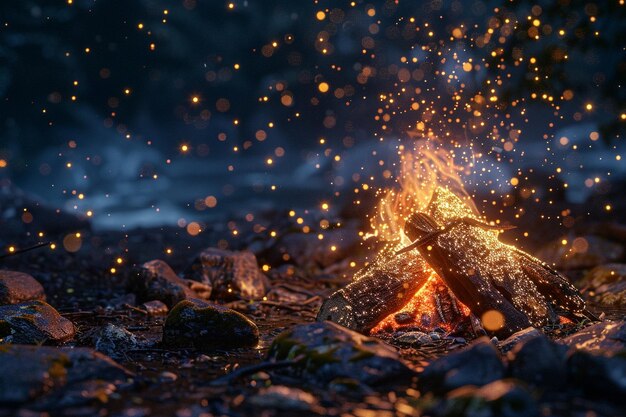 Photo des nuits éclairées d'étoiles autour d'un feu de camp confortable