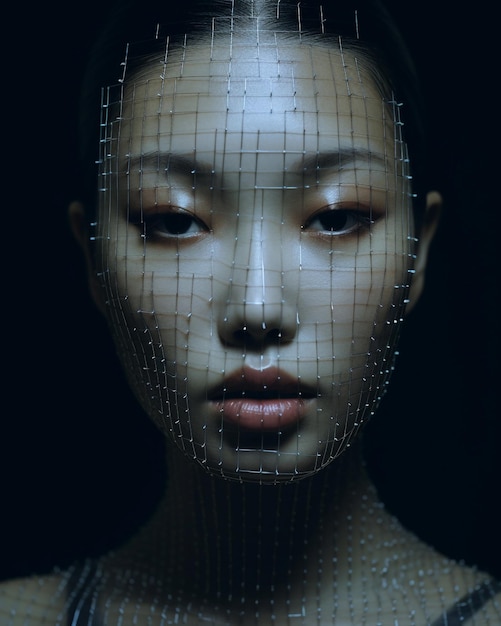 Numérisation futuriste et technologique ai générative du visage pour l'authentification par reconnaissance faciale