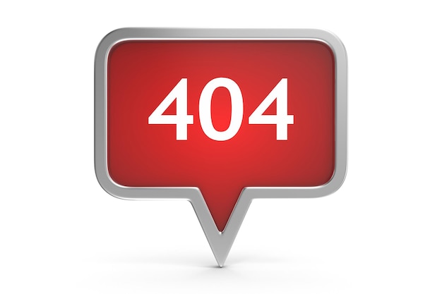 Numéro 404 sur la bulle de dialogue rouge