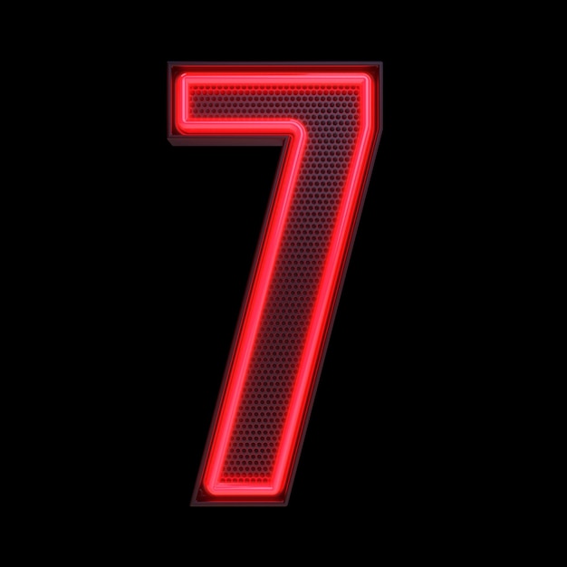 Numéro 7 Alphabet Retro numéro 3d isolé sur un fond noir avec Clipping Path 3d illustration