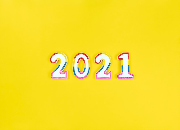 Numéro coloré du nouvel an 2021, carte de voeux minimale