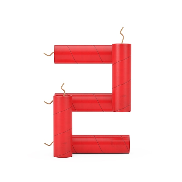 Numéro deux ou 2 comme Dynamite Sticks Alphabet Numbers Collection sur fond blanc. Rendu 3D