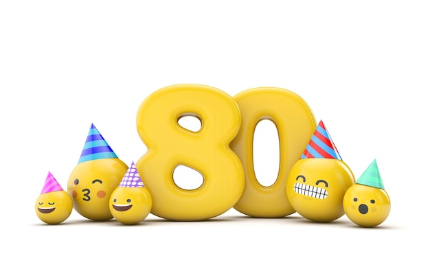 Numéro emoji fête d'anniversaire célébration d rendre