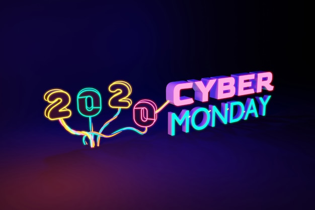 Photo numéro néon coloré cyber monday