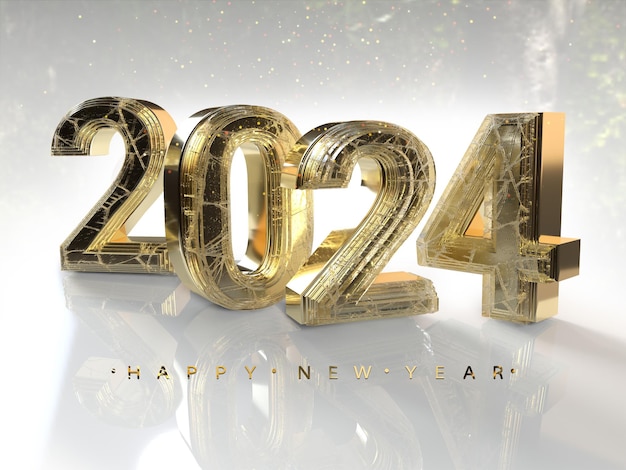 Un numéro d'or 2024 avec un message de bonne année