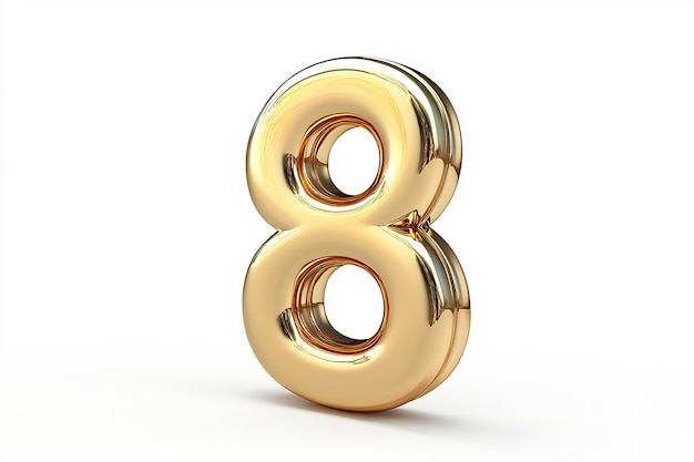 Numéro d'or 3d 08 isolé sur fond blanc