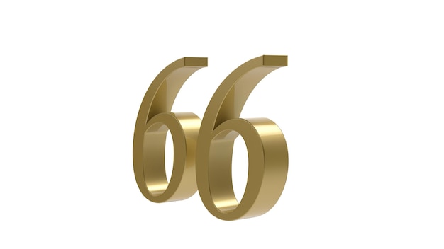 Numéro d'or 66 chiffres illustration de rendu 3d en métal