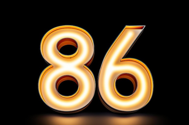 Numéro d'or 86 sur fond noir