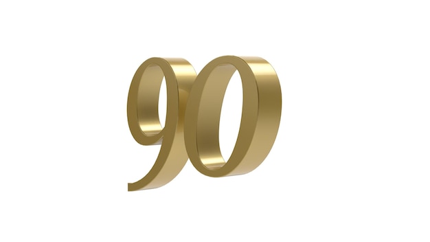 Numéro d'or à 90 chiffres illustration de rendu 3d en métal