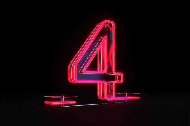 Numéro quatre symbole enseigne au néon vecteur lumière bannière enseigne au néon lumière lettrage