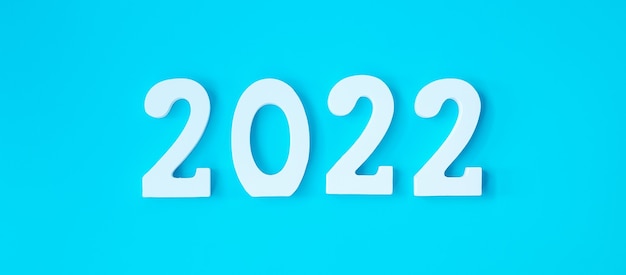 Numéro de texte blanc 2022 sur fond bleu