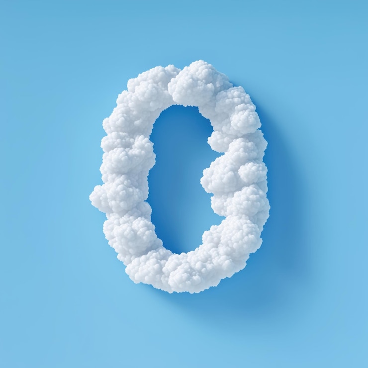 Photo le numéro zéro en forme de nuage flotte dans un ciel bleu serein évoquant l'émerveillement et la possibilité
