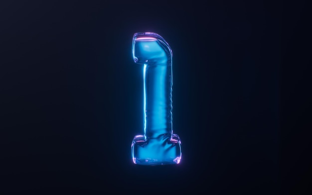 Numéros de ballons doux avec des styles de néon rendu 3D
