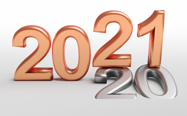 Photo numéros de cuivre 2021 sur numéros de métal 2020