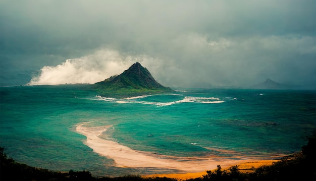 Oahu hawaii océan île montagne eau ciel nuage