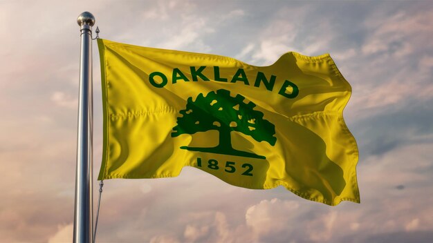 Photo oakland agite le drapeau de la californie contre un ciel nuageux