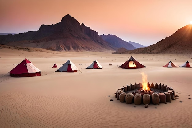 une oasis cachée dans le désert où une tribu nomade