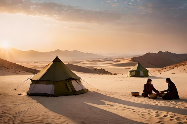 une oasis cachée dans le désert où une tribu nomade