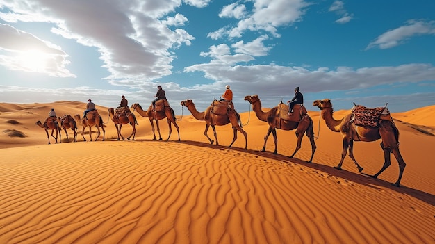 Une oasis de chameaux dans une dune de sable