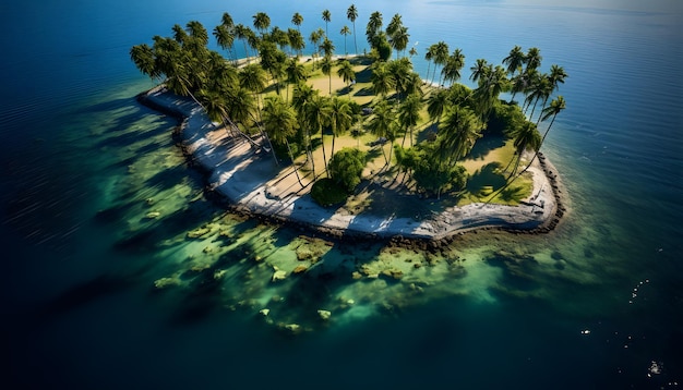 Oasis sereine une île paradisiaque pittoresque s'élevant dans les eaux azurées