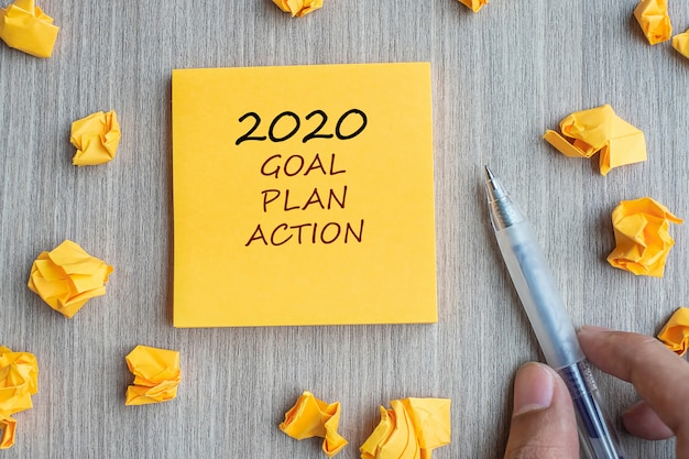 Objectif 2020, plan et action sur note jaune