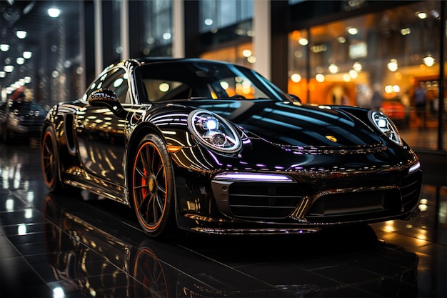 L'objectif macro détaillé de Porsche dans la salle d'exposition