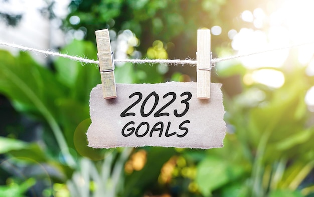 Objectifs 2023 pour le plan de résolution du nouvel an, sur fond naturel, modèle Nouvel An 2023.