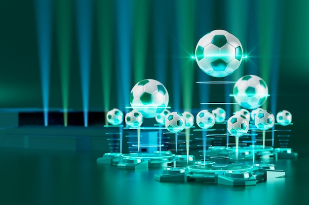 Objet 3d de football dans le fond abstrait