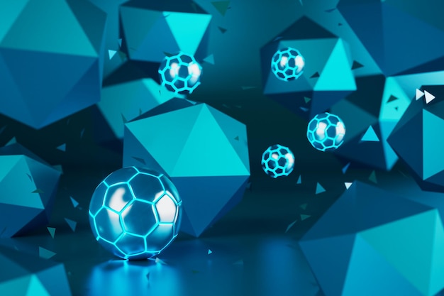 Objet 3d de football dans le fond abstrait