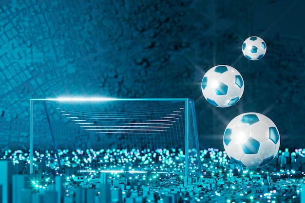 Objet 3d de football dans le fond abstrait