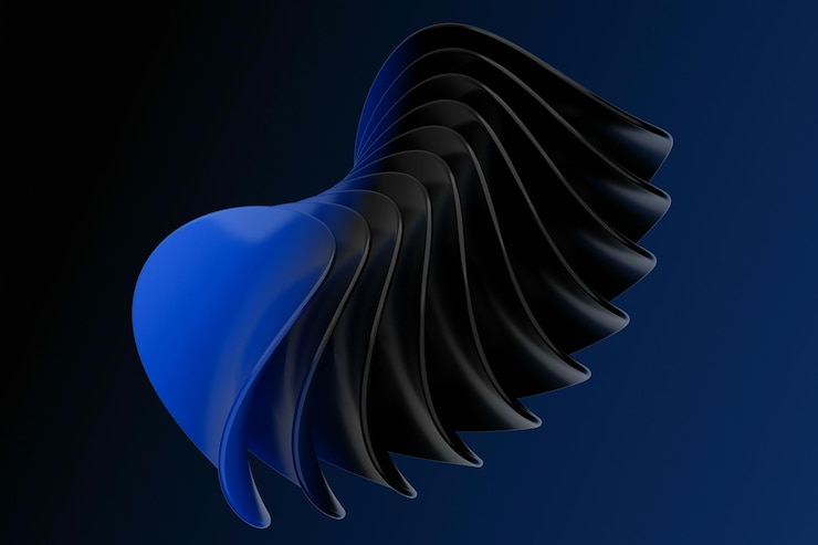 Photo un objet bleu et noir avec un fond noir